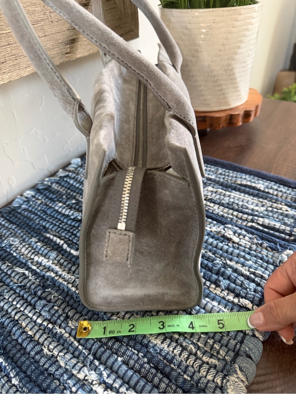 J.Crew Berkeley Structured Shoulder Bag Suede Seagull Gray East West CR296 - Picture 7 of 12